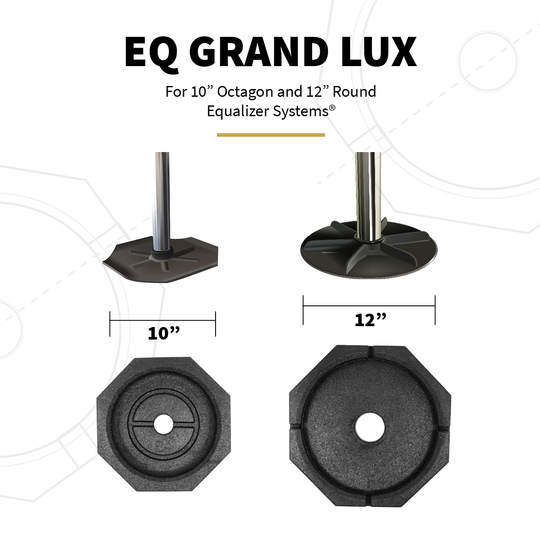 EQ Grand Lux is compatible with octagon and round Equalizer Leveling Systems.
