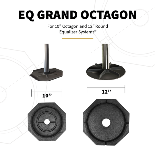 EQ Grand Octagon is compatible with octagon and round Equalizer Leveling Systems.