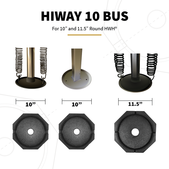 HiWay 10 Bus is compatible with round HWH leveling feet.