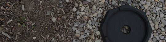 single SnapPad lies on a mulch and gravel covered ground